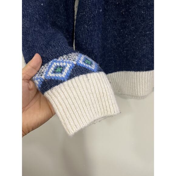 Nordic Scandi Lopapeysa Wool Blend Sweater L Chunky Knit Cottagecore Cozy - Picture 3 of 13